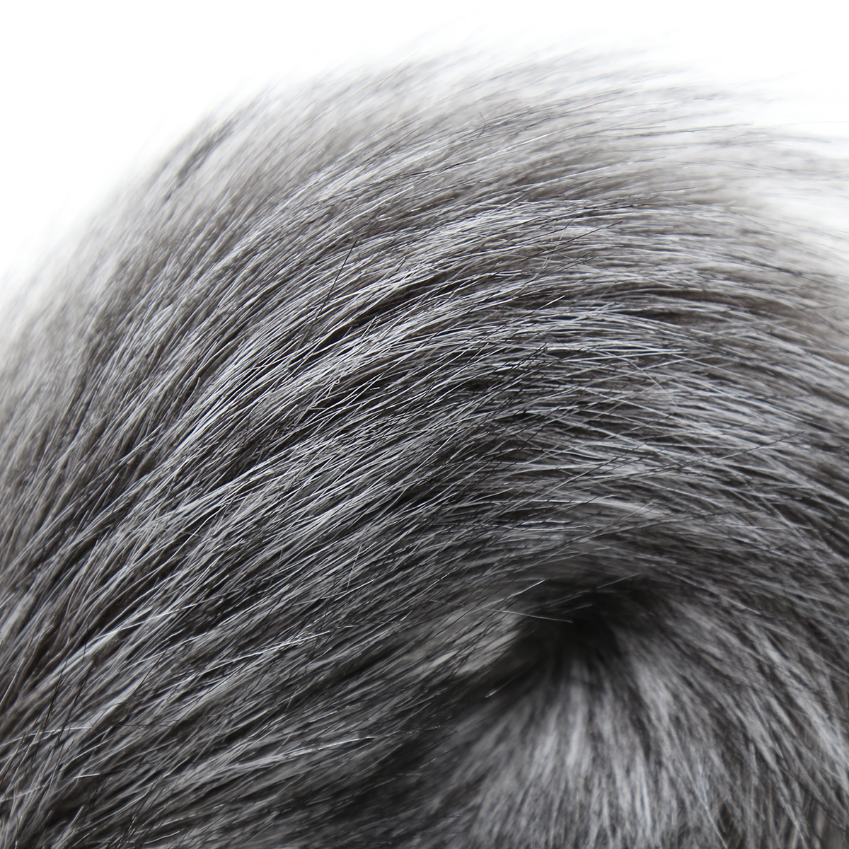 Grey faux fur Fox tail with metal butt plug LARGE - Image 5