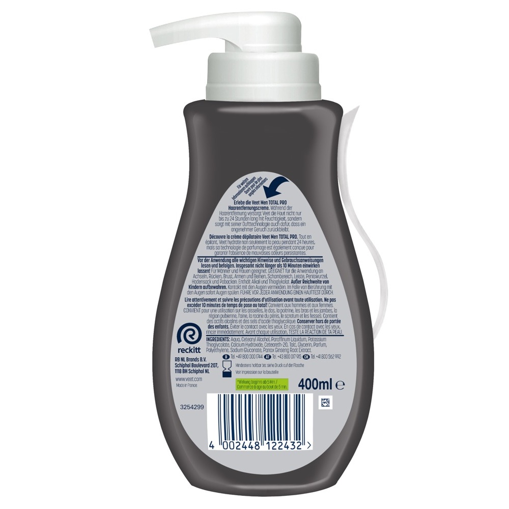 Veet Men TOTAL PRO Hair Removal Cream 400 ml - Image 2