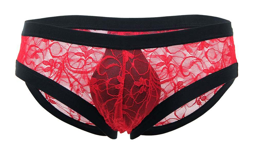 Floral Lace Briefs Red - Image 3