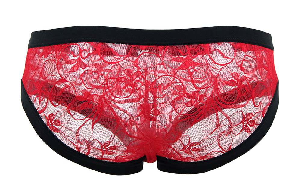 Floral Lace Briefs Red - Image 4