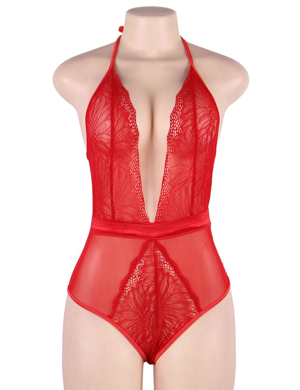 Red Teddy Lingerie with Lace Front - Image 3