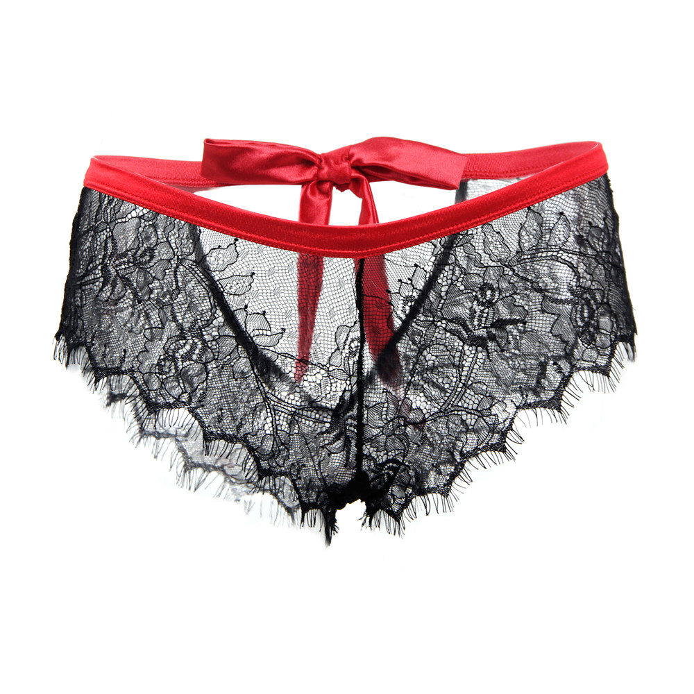 Black Lace Knickers with Red Bow Back - Image 6