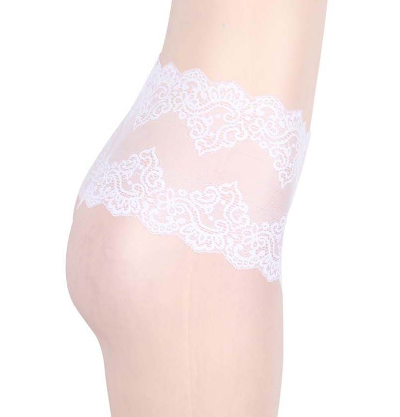 Delicate High Waist Retro Knickers White - Image 3