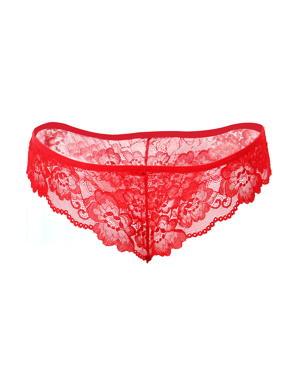 Plus Size Elegant Mesh Chemise with String Red - Image 7