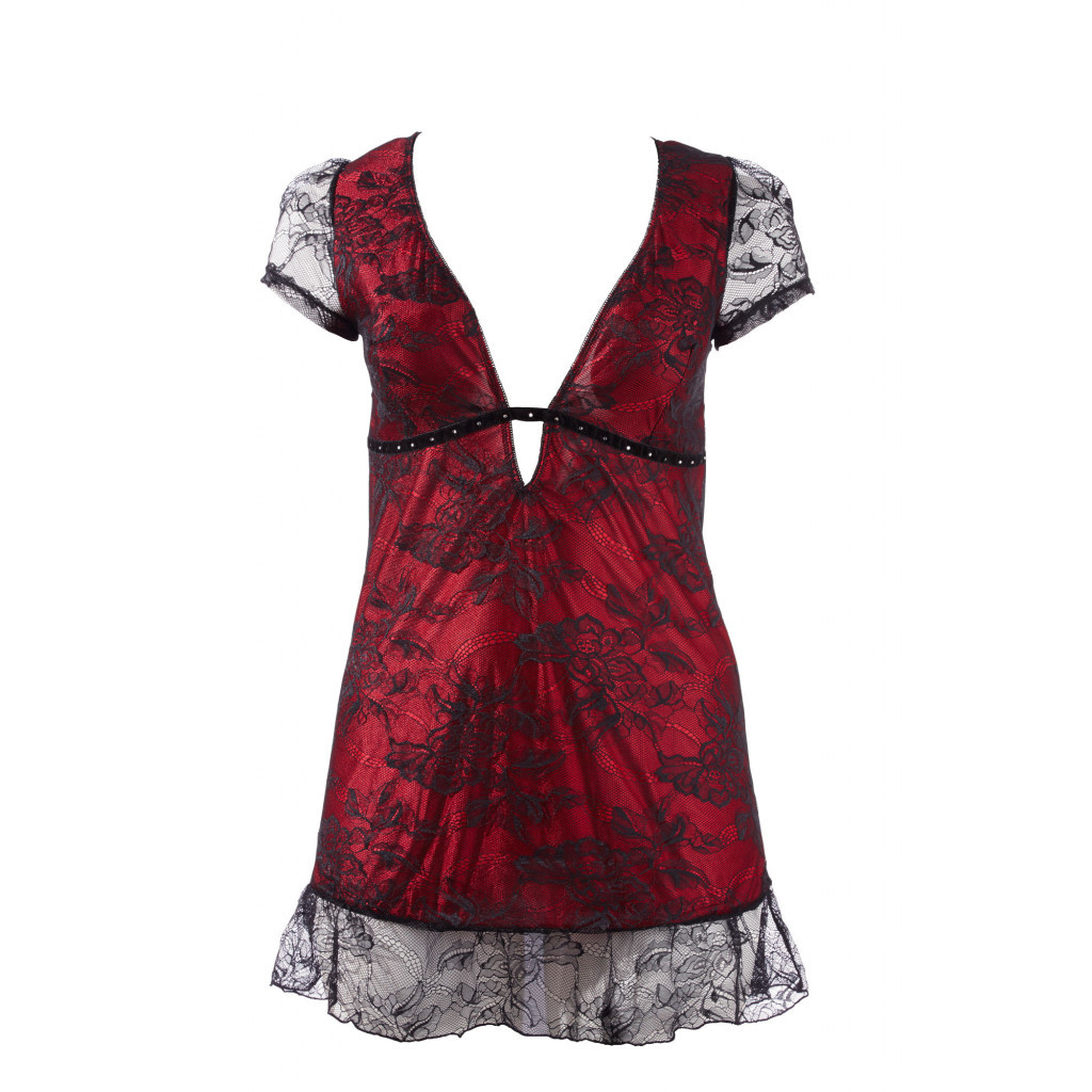 Plus Size Flirty Red-Black Mini Dress - Image 4