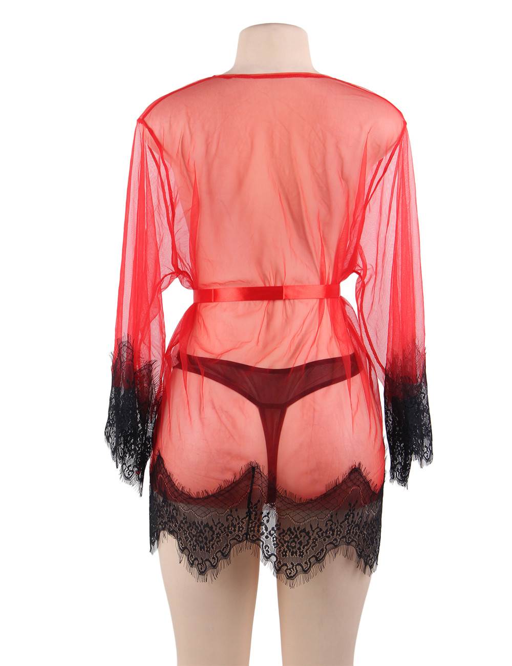 Unwrap Me Mesh Kimono with String Red - Image 4