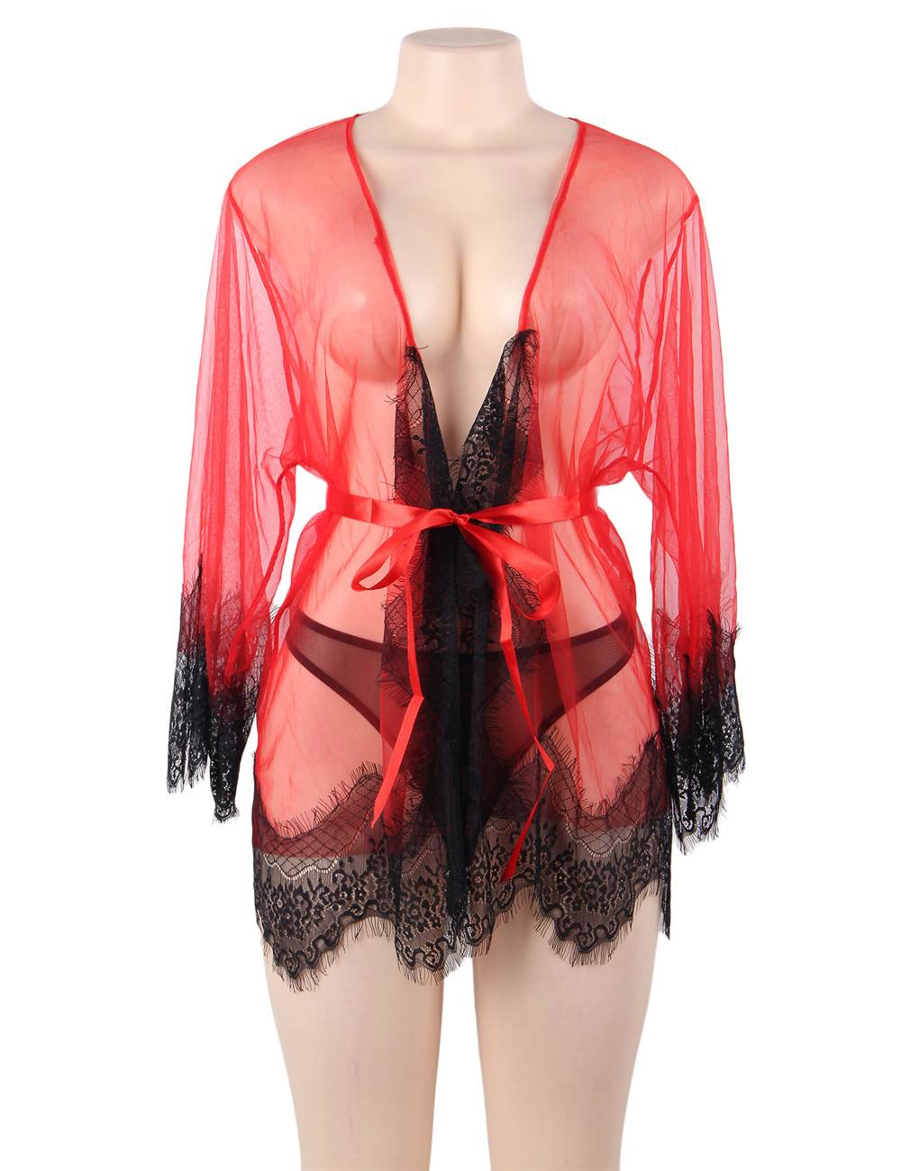 Unwrap Me Mesh Kimono with String Red - Image 3