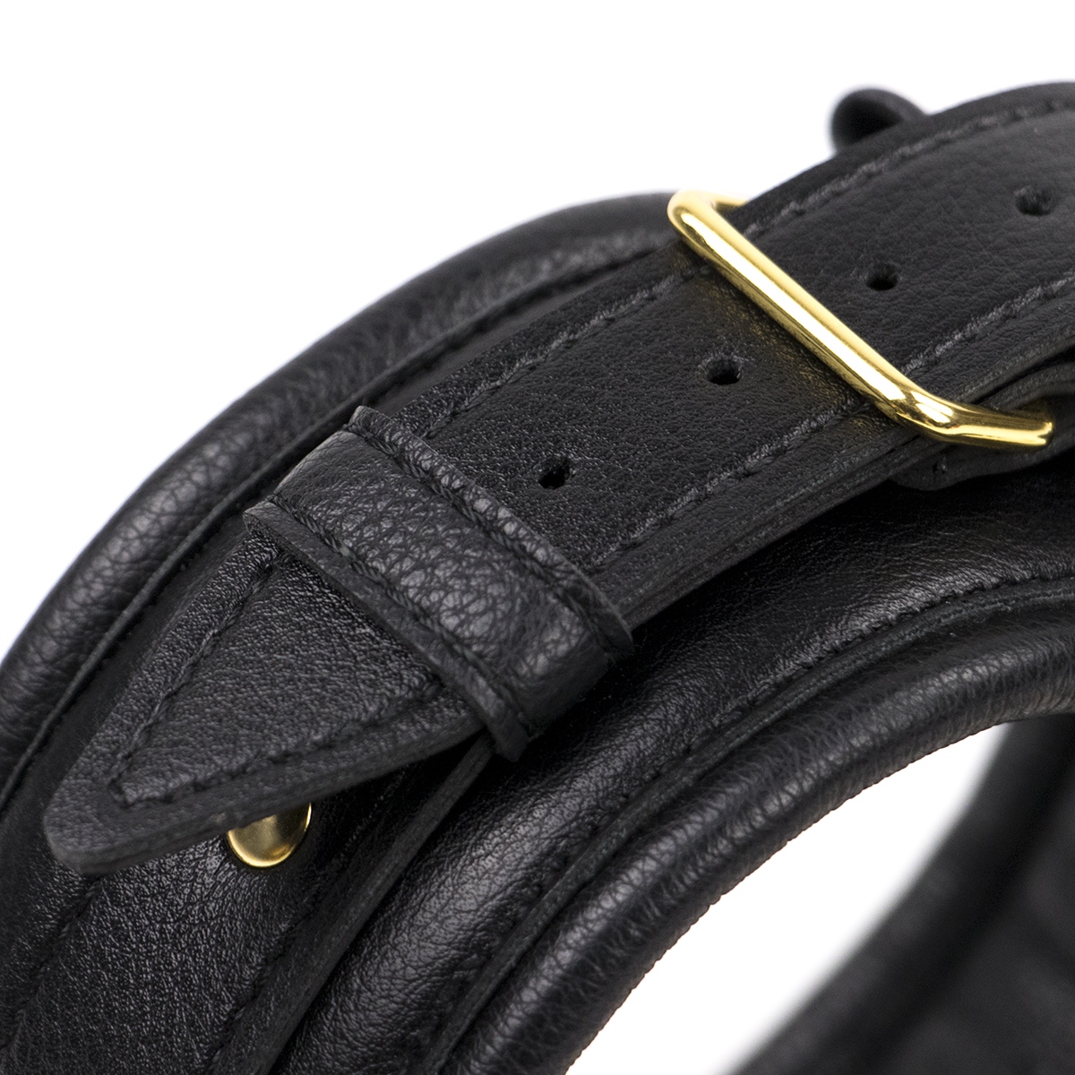 Naughty Toys Black Leather Collar with Gold chain Leash - Image 4