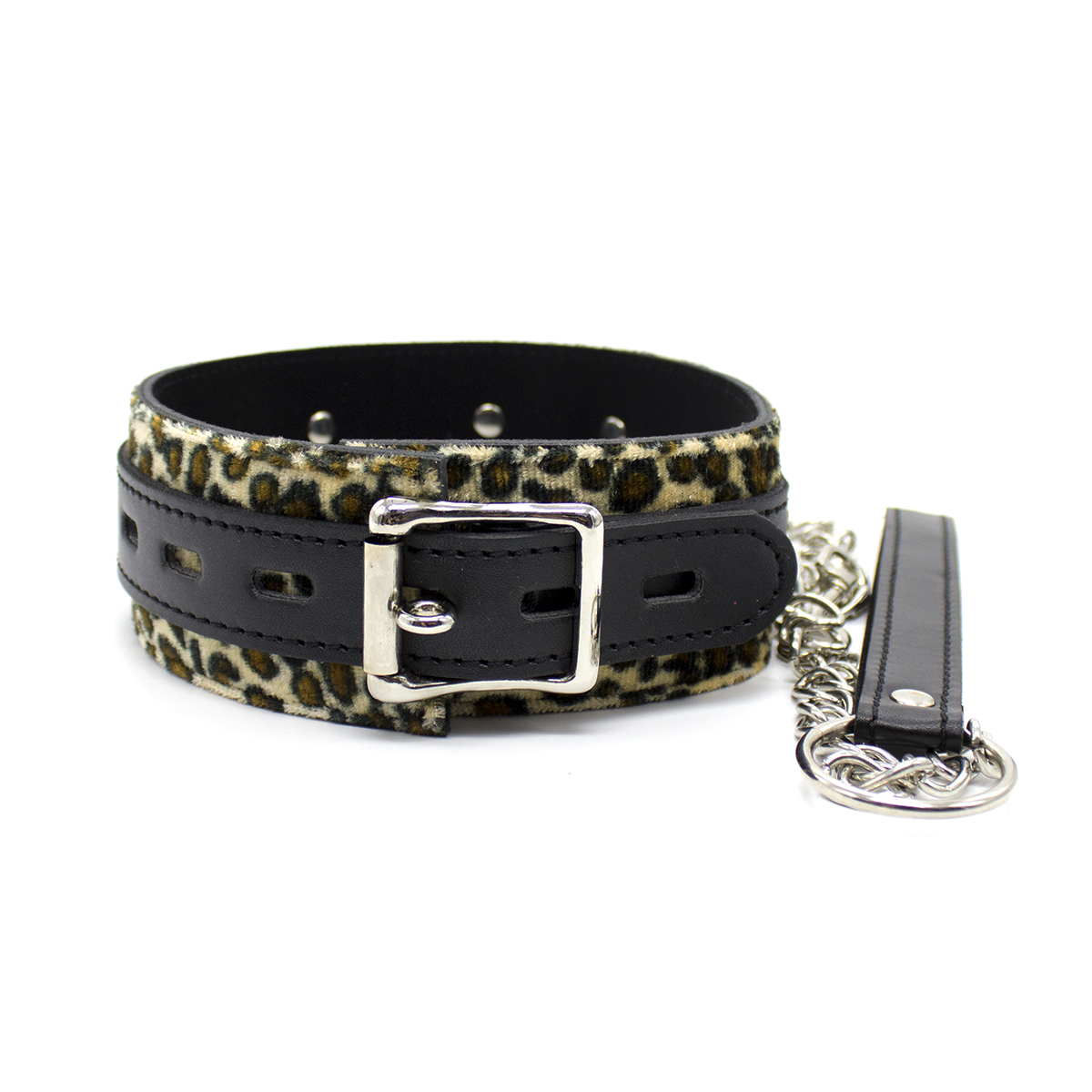 Naughty Toys Leopard Print Faux Fur Collar with Leash - Image 5