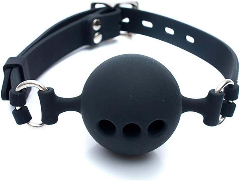 Naughty Toys Breathable Ball gag MEDIUM BLACK Ø 4 cm - Image 5