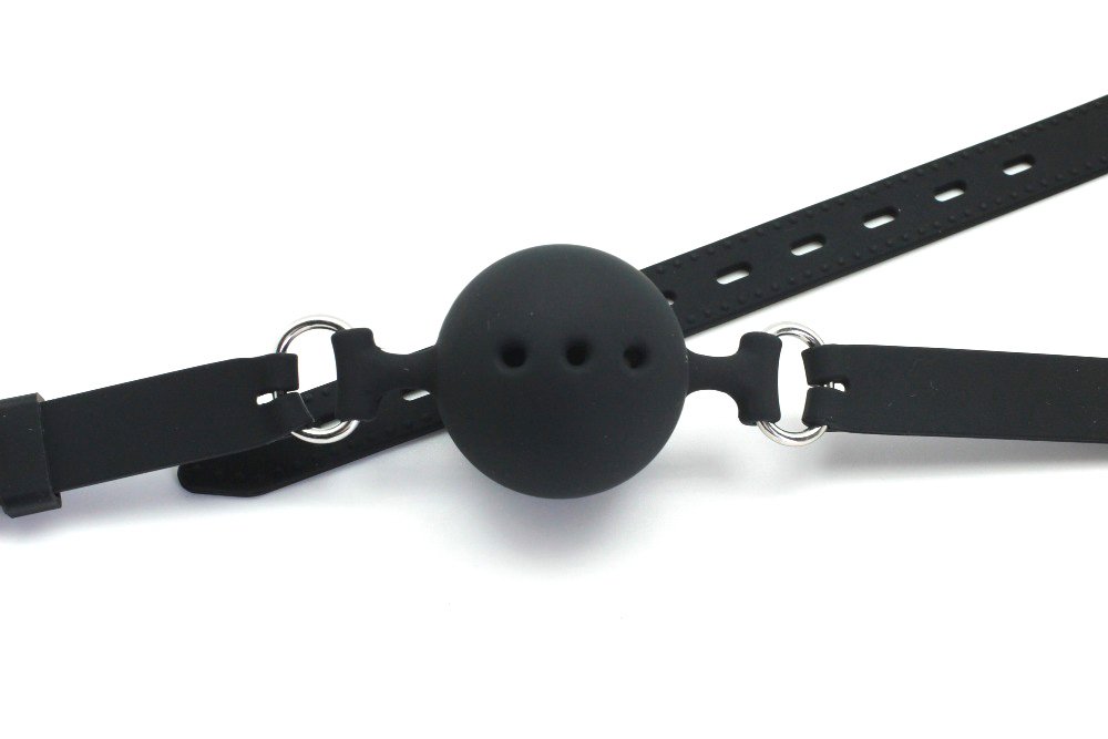 Naughty Toys Breathable Ball gag MEDIUM BLACK Ø 4 cm - Image 6