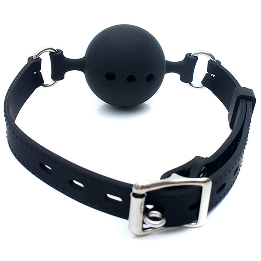 Naughty Toys Breathable Ball gag MEDIUM BLACK Ø 4 cm - Image 4