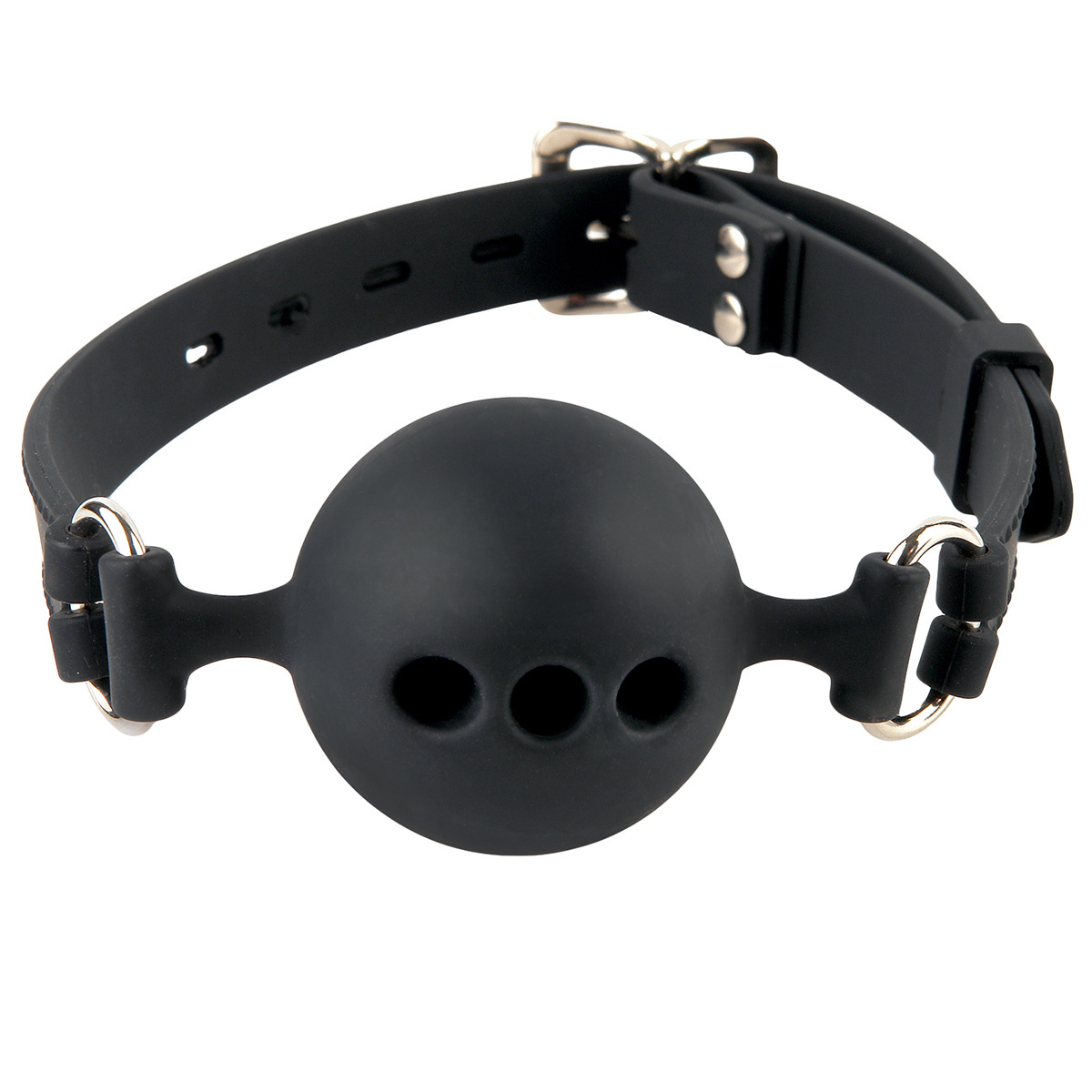 Naughty Toys Breathable Ball gag MEDIUM BLACK Ø 4 cm - Image 2