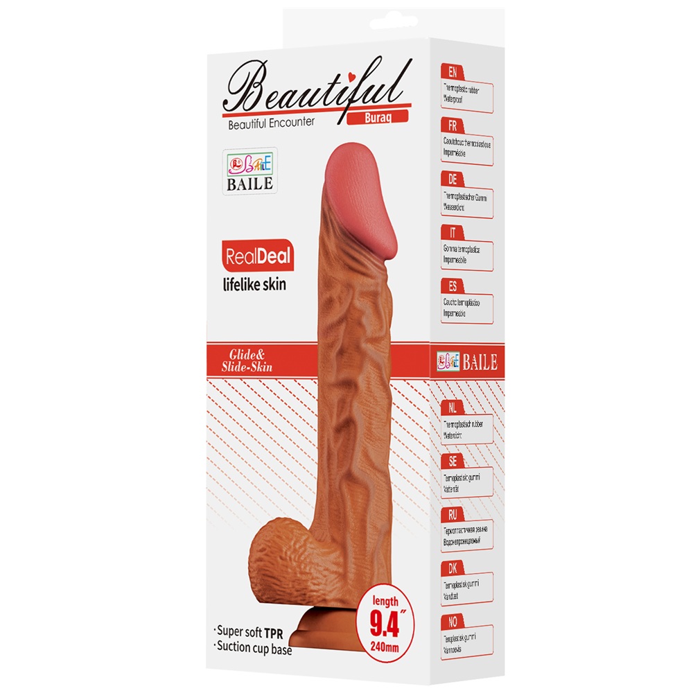 Realistic life-like Brown Buraq dildo 24 x 5cm - Image 6