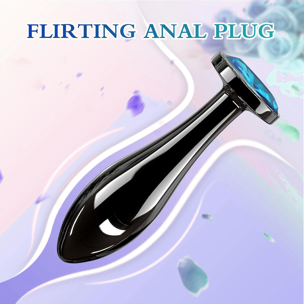 TOYBOY MYSTIC Gunmetal Metal Anal Plug with Blue Gem - Image 6