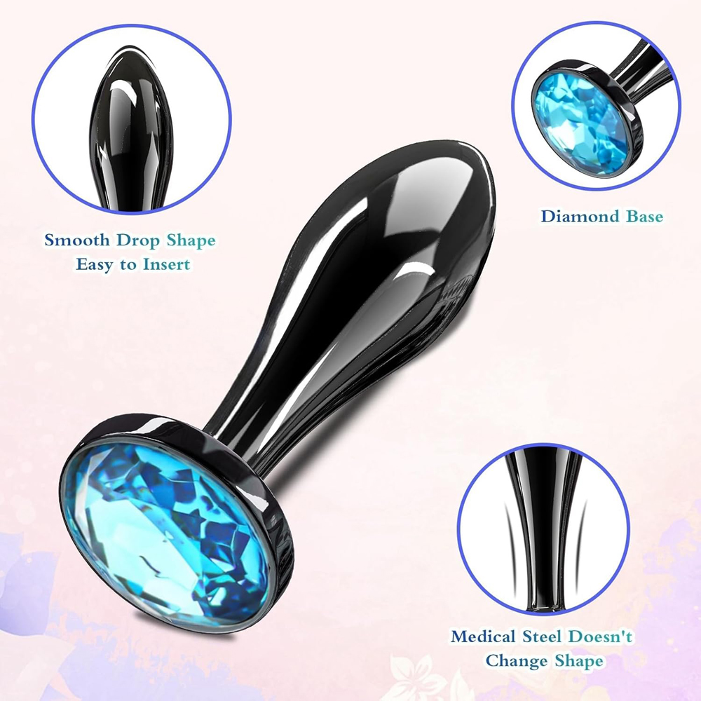 TOYBOY MYSTIC Gunmetal Metal Anal Plug with Blue Gem - Image 4