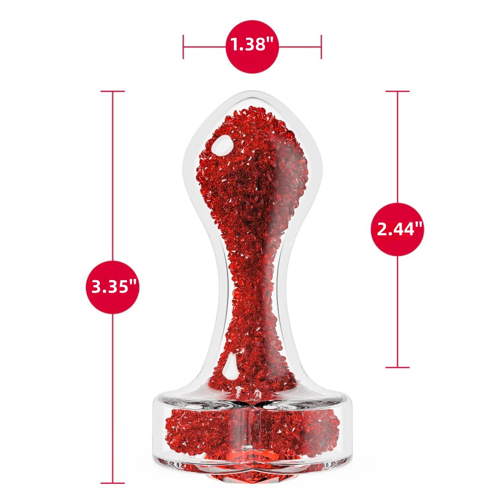 TOYBOY JAMAL Clear Glass Anal Plug with Red Heart Gem - Image 3