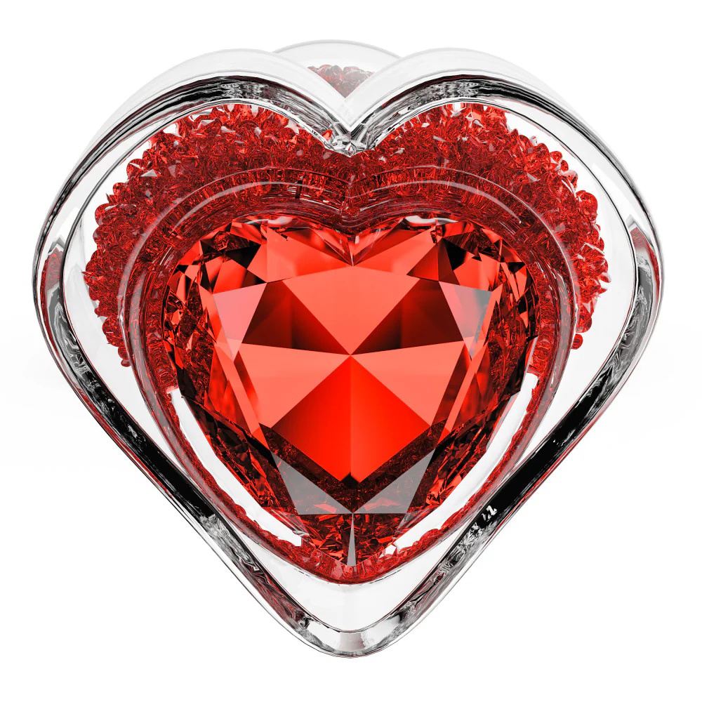 TOYBOY JAMAL Clear Glass Anal Plug with Red Heart Gem - Image 5