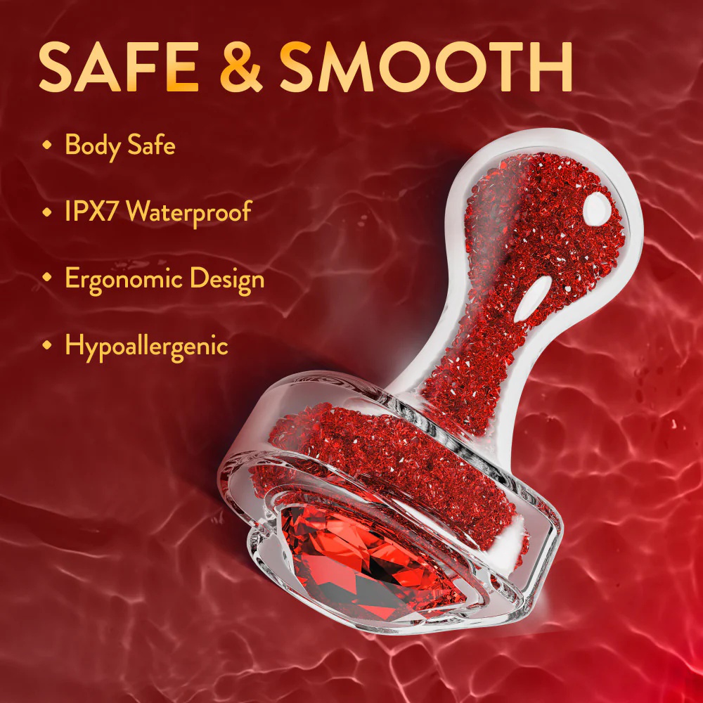 TOYBOY JAMAL Clear Glass Anal Plug with Red Heart Gem - Image 7